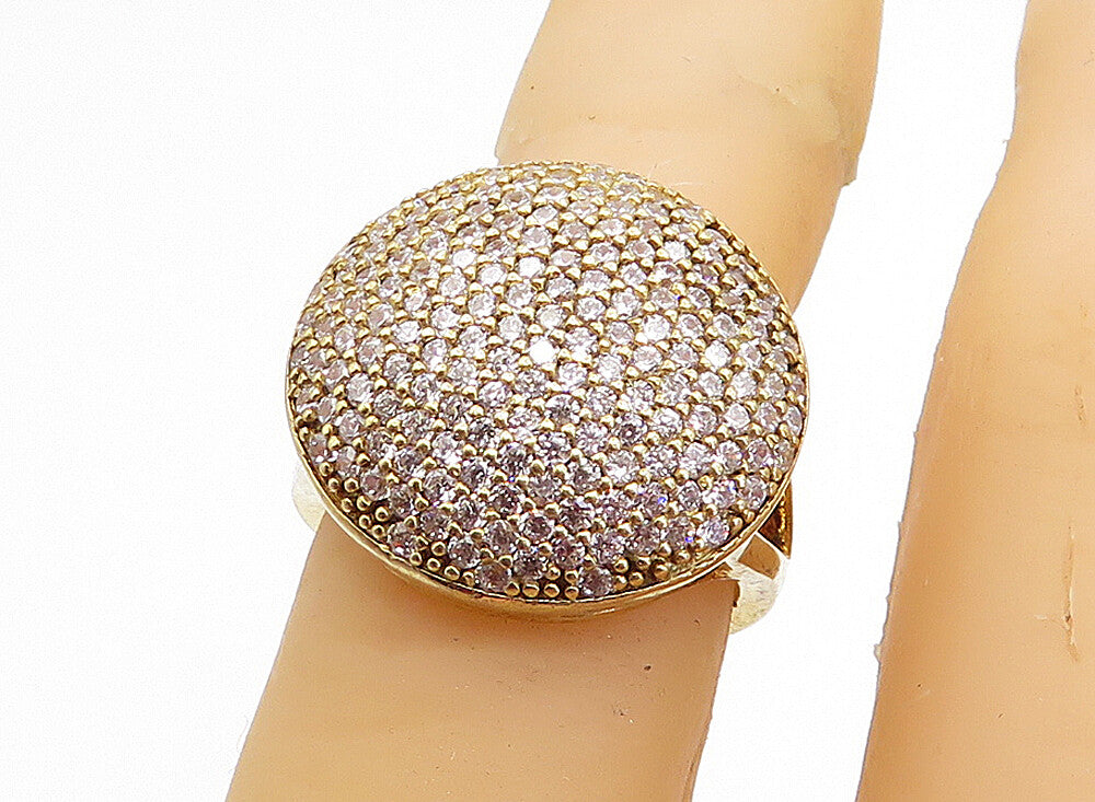 925 Sterling Silver  Vintage Cubic Zirconia Split Cocktail Ring Sz 5  RG5233