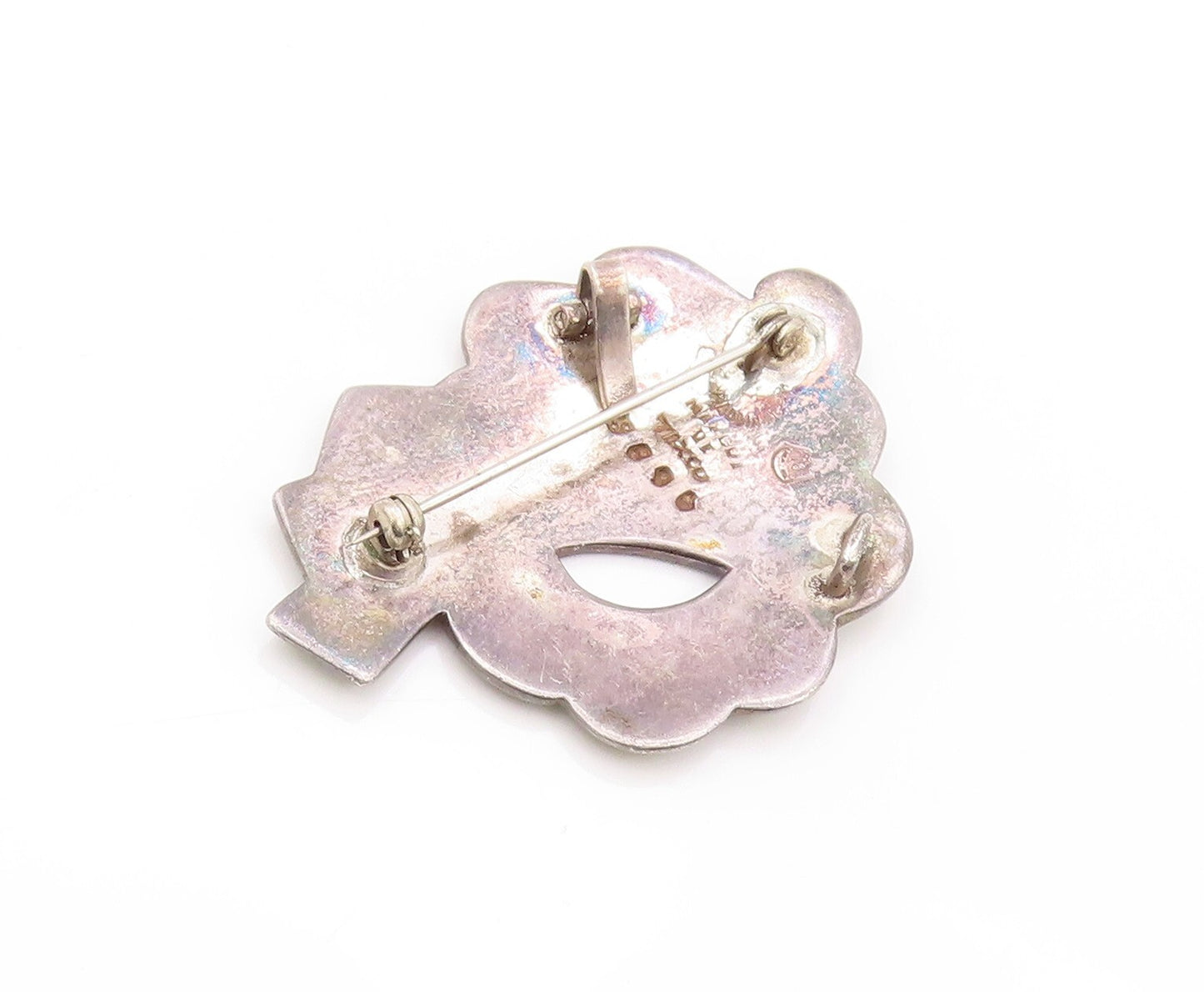 925 Sterling Silver Vintage Brooch MARGOT DE TAXCO Brutalist Enameled BP11550