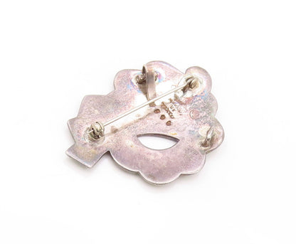 925 Sterling Silver Vintage Brooch MARGOT DE TAXCO Brutalist Enameled BP11550
