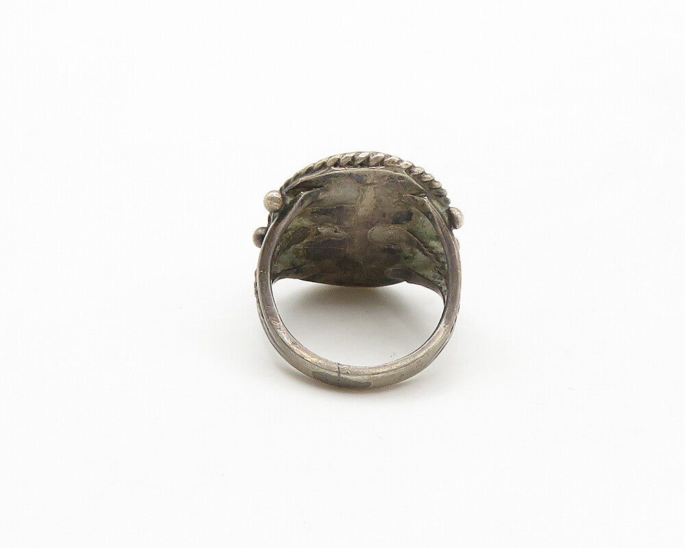 925 Sterling Silver Vintage Brown Jasper Cocktail Ring Sz 6 RG17269