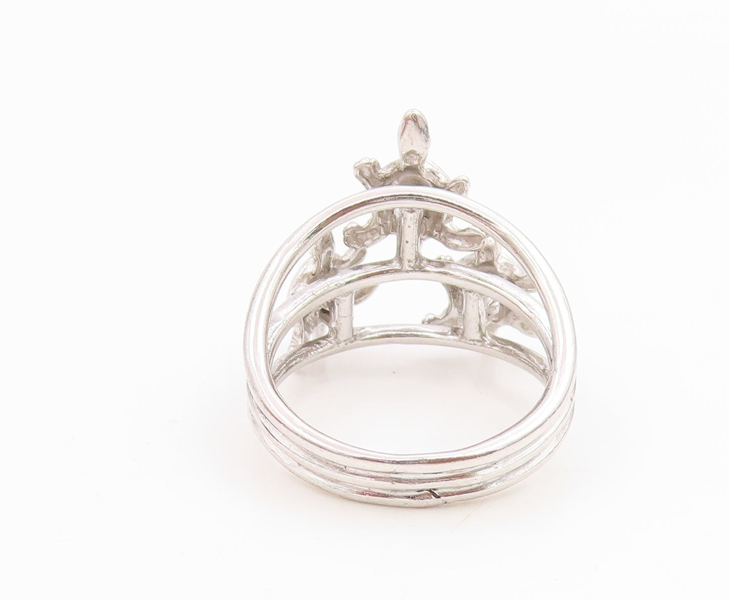 925 Sterling Silver Vintage Ring Triple Turtle Split Shank Moves  Sz 7  RG35414