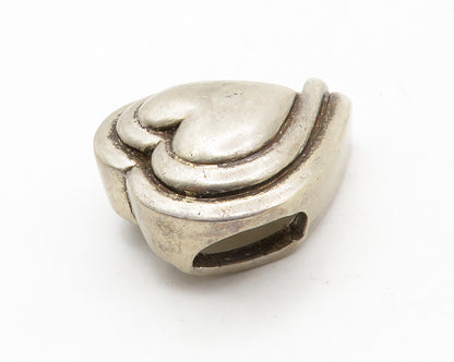 925 Sterling Silver  Vintage Dark Tone Love Heart Dome Slide Pendant  PT9759