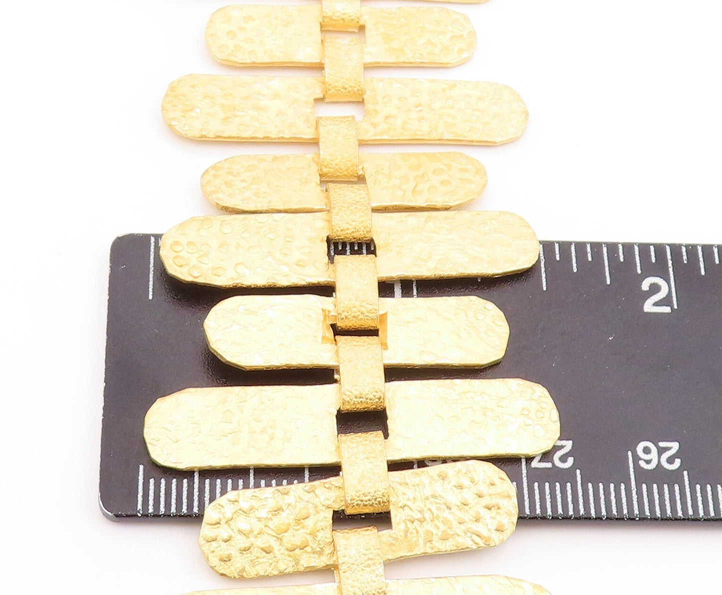 925 Sterling Silver Vintage Bracelet Gold Plated Cutout Oval Slabs  BT10984