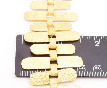 925 Sterling Silver Vintage Bracelet Gold Plated Cutout Oval Slabs  BT10984