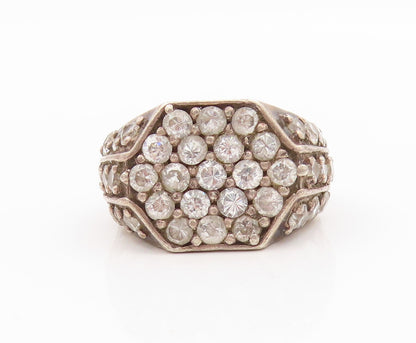 925 Sterling Silver Vintage Ring Solid Designer CZ Inlay  Sz 11  RG31815