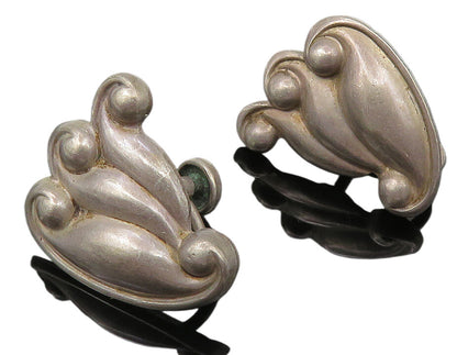 925 Sterling Silver  Vintage Antique Swirl Design Non Pierce Earrings  EG5799