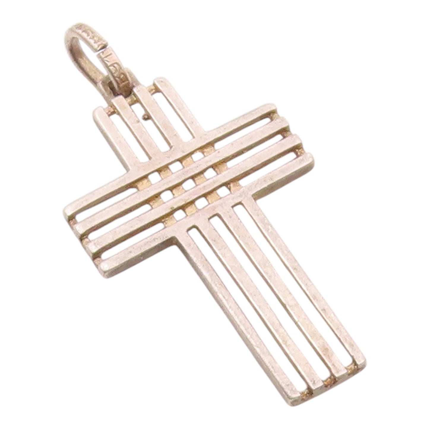 EUROPEAN 925 Sterling Silver  Vintage Linear Religious Cross Pendant  PT20408