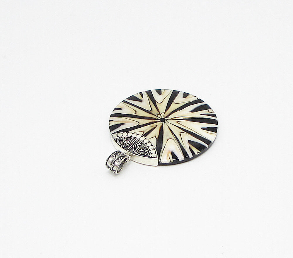 925 Sterling Silver  Vintage Gemstone Bali Style Drop Pendant  PT2432