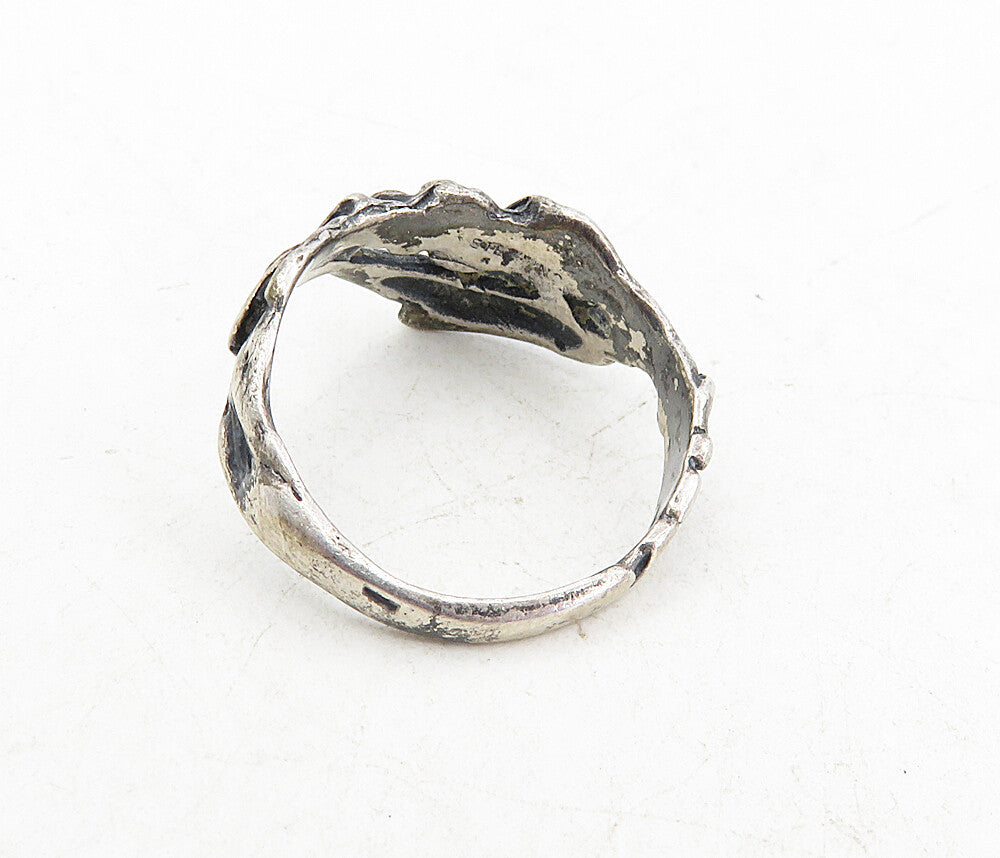 925 Sterling Silver  Vintage Oxidized Leaping Dolphin Band Ring Sz 6.5  RG8671