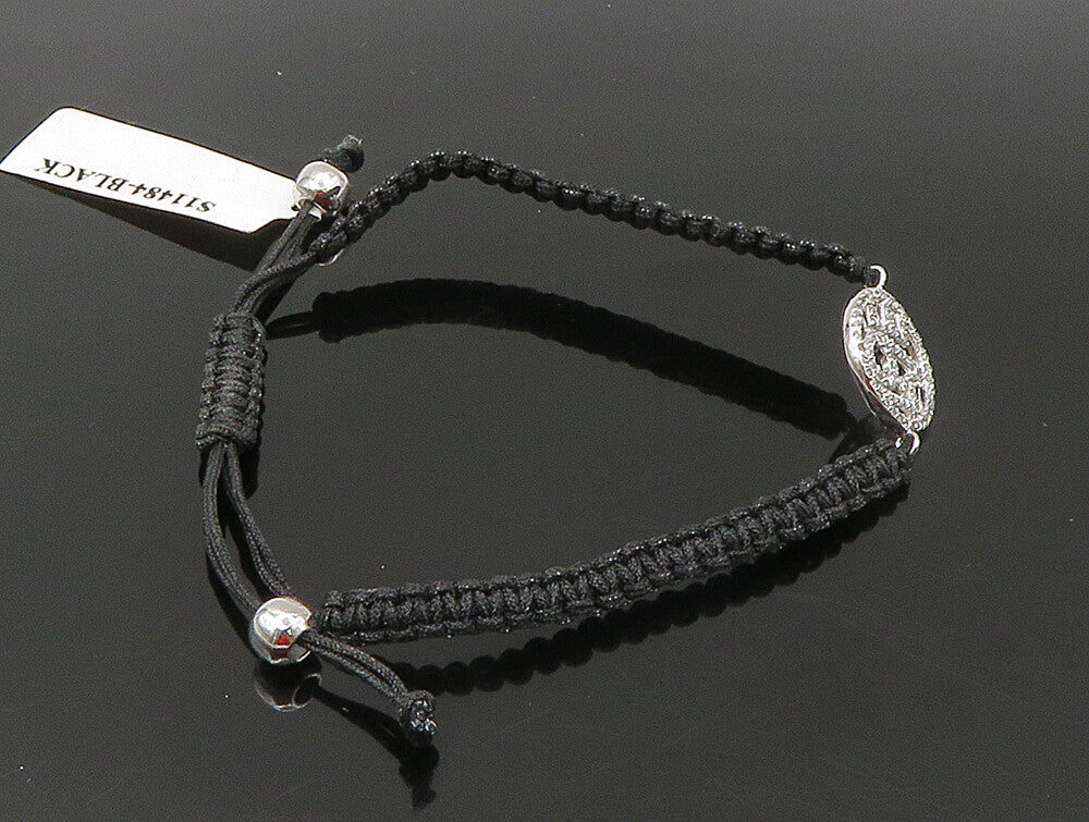 925 Sterling Silver  Cubic Zirconia Love Adjustable Friendship Bracelet  BT1075