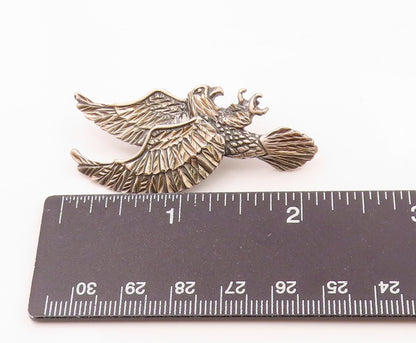 925 Sterling Silver  Vintage Shiny Diamond Cut Flying Eagle Pendant  PT19714
