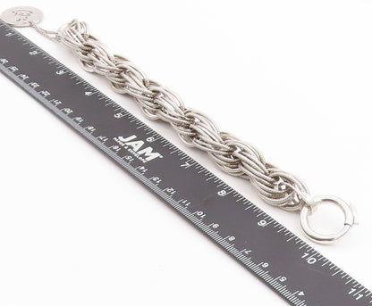 925 Sterling Silver Vintage Bracelet PIANEGONDA Roped Oval Rings Linked  BT11286