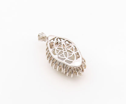 925 Sterling Silver  Vintage Druzy Quartz & Topaz Floral Pendant  PT19681