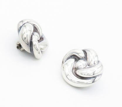 FREDERIC JEAN DUCLOS 925 Silver  Vintage Hollow Non Pierce Earrings  EG7563