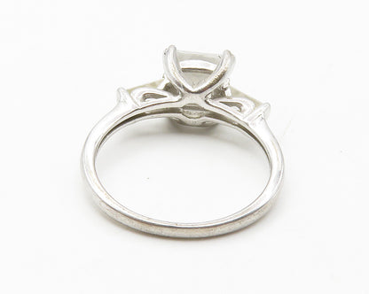 925 Sterling Silver  Shiny Prong Set Cubic Zirconia Band Ring Sz 8  RG14297