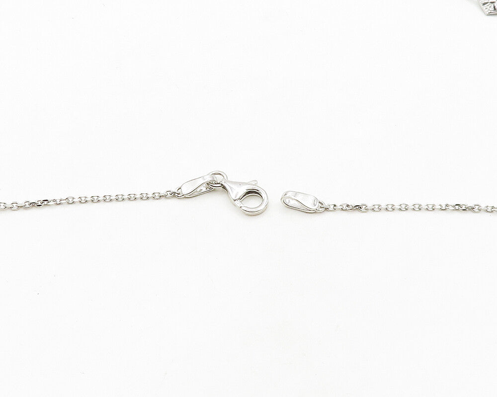 925 Sterling Silver  Vintage Genuine Diamonds Floral Chain Necklace  NE3256