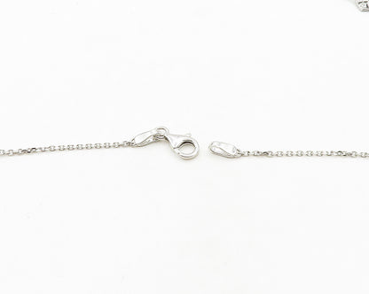 925 Sterling Silver  Vintage Genuine Diamonds Floral Chain Necklace  NE3256