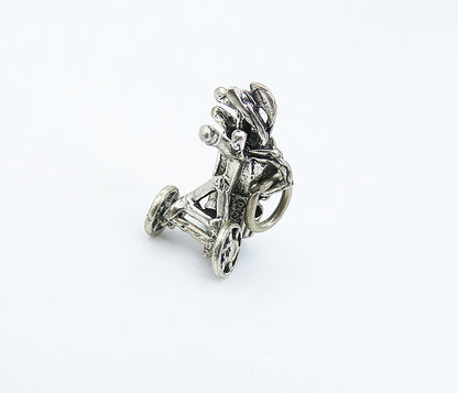 925 Sterling Silver  Vintage Petite Bag Of Golf Clubs Sports Pendant  PT4935