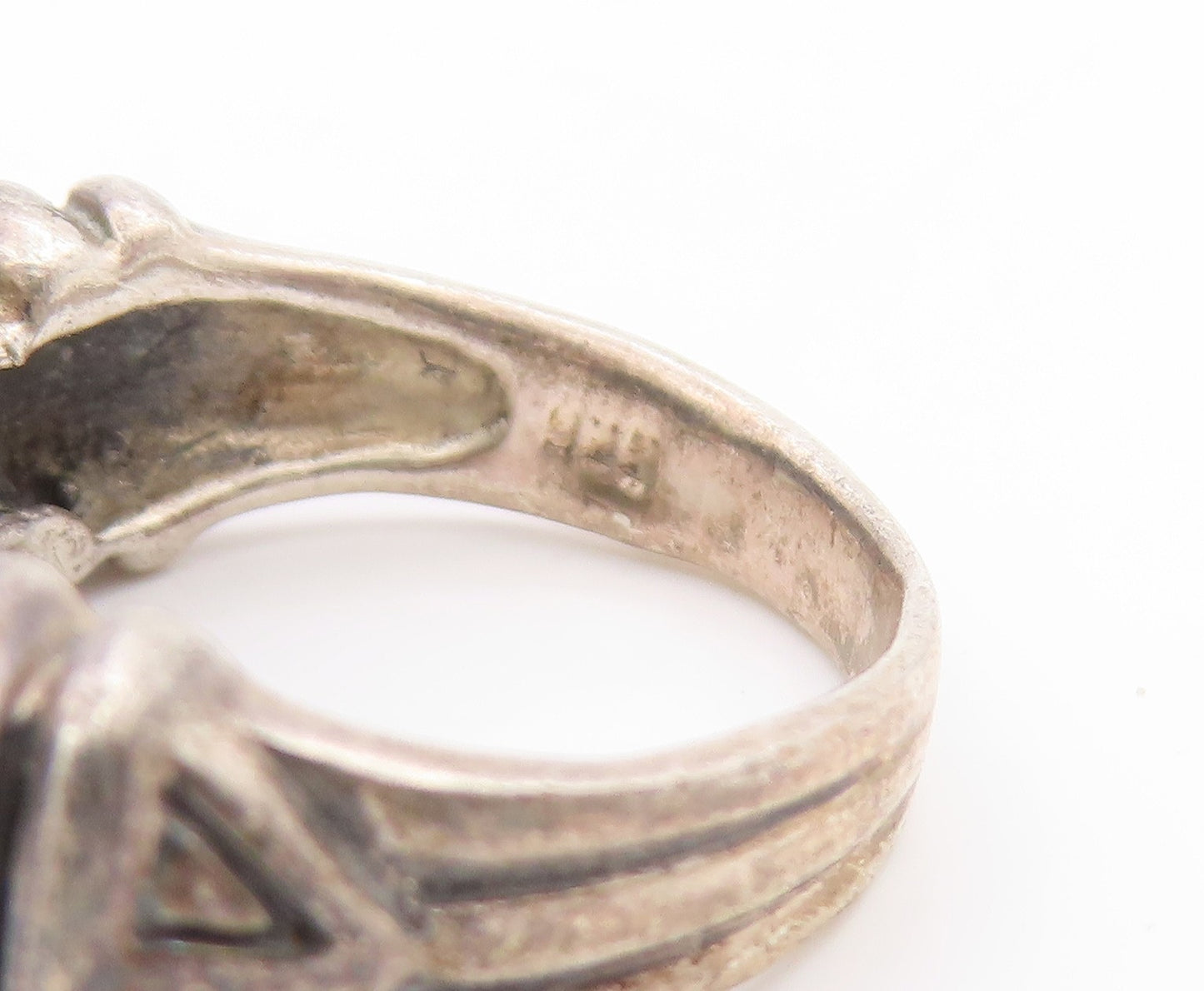 925 Sterling Silver Vintage Ring Black Onyx Wide Statement Band  Sz 5.5  RG33618