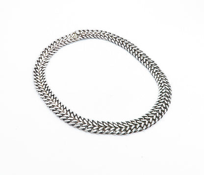 ALICIA MEXICO 925 Sterling Silver Vintage Shiny Wheat Link Chain Necklace NE1197