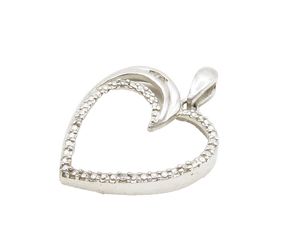 925 Sterling Silver  Shiny Genuine Diamonds Open Love Heart Pendant  PT12164