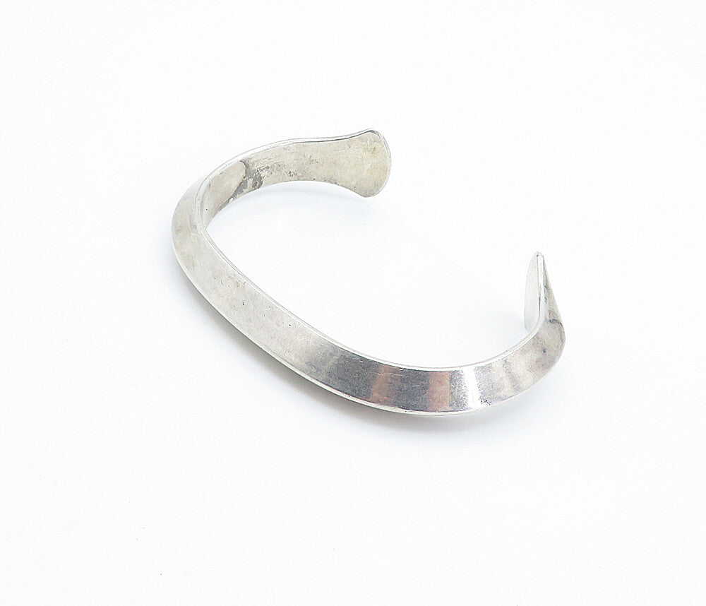 B.B. BECKER 925 Sterling Silver  Vintage Smooth Angled Cuff Bracelet  BT3362