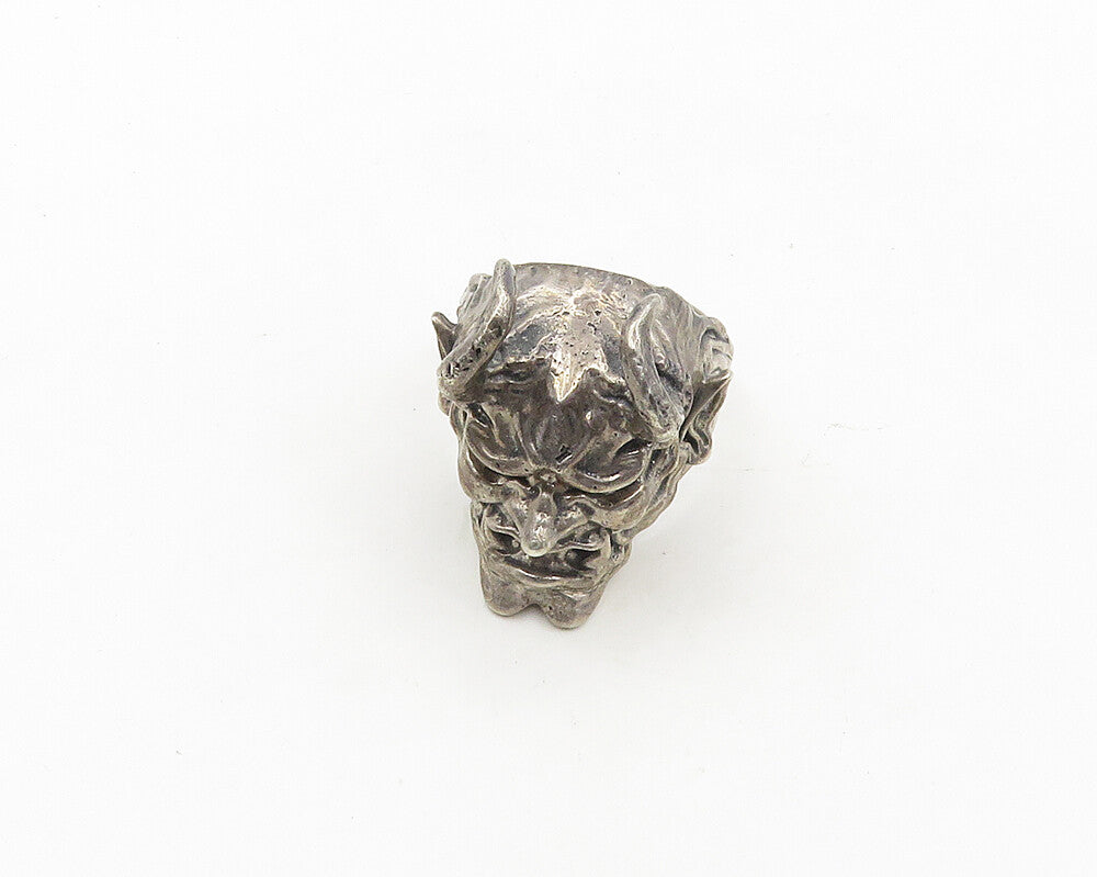 925 Sterling Silver  Vintage Heavy Devil Masonic Biker Ring Sz 13  RG18928