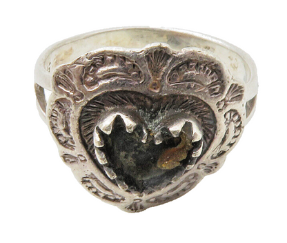 NAVAJO 925 Sterling Silver  Vintage Etched Love Heart Band Ring Sz 8  RG14510