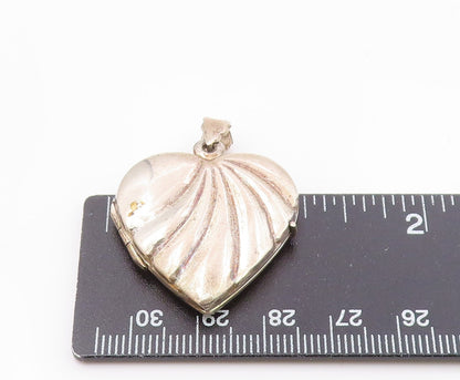 925 Sterling Silver Vintage Shiny Love Heart Locket Pendant (OPENS) PT19222
