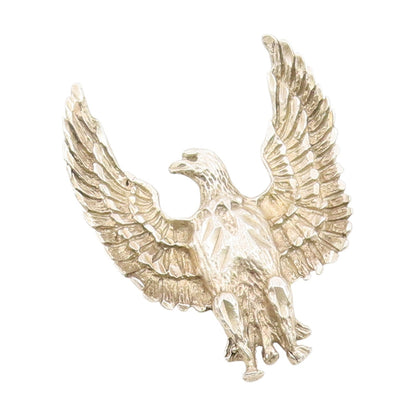 925 Sterling Silver Vintage Pendant Etched Majestic Flying Eagle Charm  PT25932
