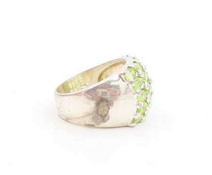 925 Sterling Silver Vintage Ring Oval Cut Peridot Cluster Dome  Sz 11  RG34747