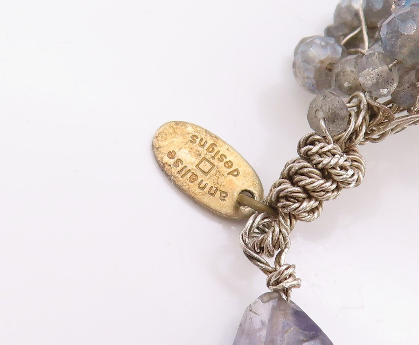 925 Sterling Silver Vintage Necklace ANNALISE Brutalist Gemstone Beads  NE4601