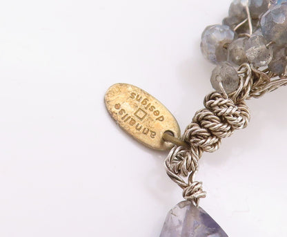 925 Sterling Silver Vintage Necklace ANNALISE Brutalist Gemstone Beads  NE4601