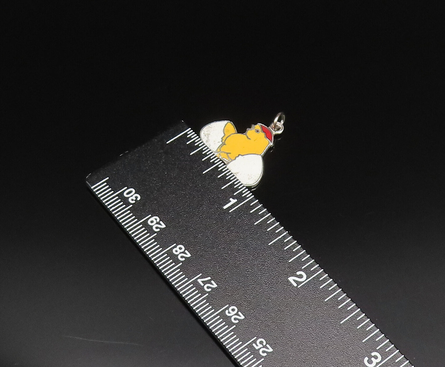 925 Sterling Silver  Vintage Enamel Chick Hatching From Egg Pendant  PT21213