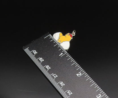 925 Sterling Silver  Vintage Enamel Chick Hatching From Egg Pendant  PT21213