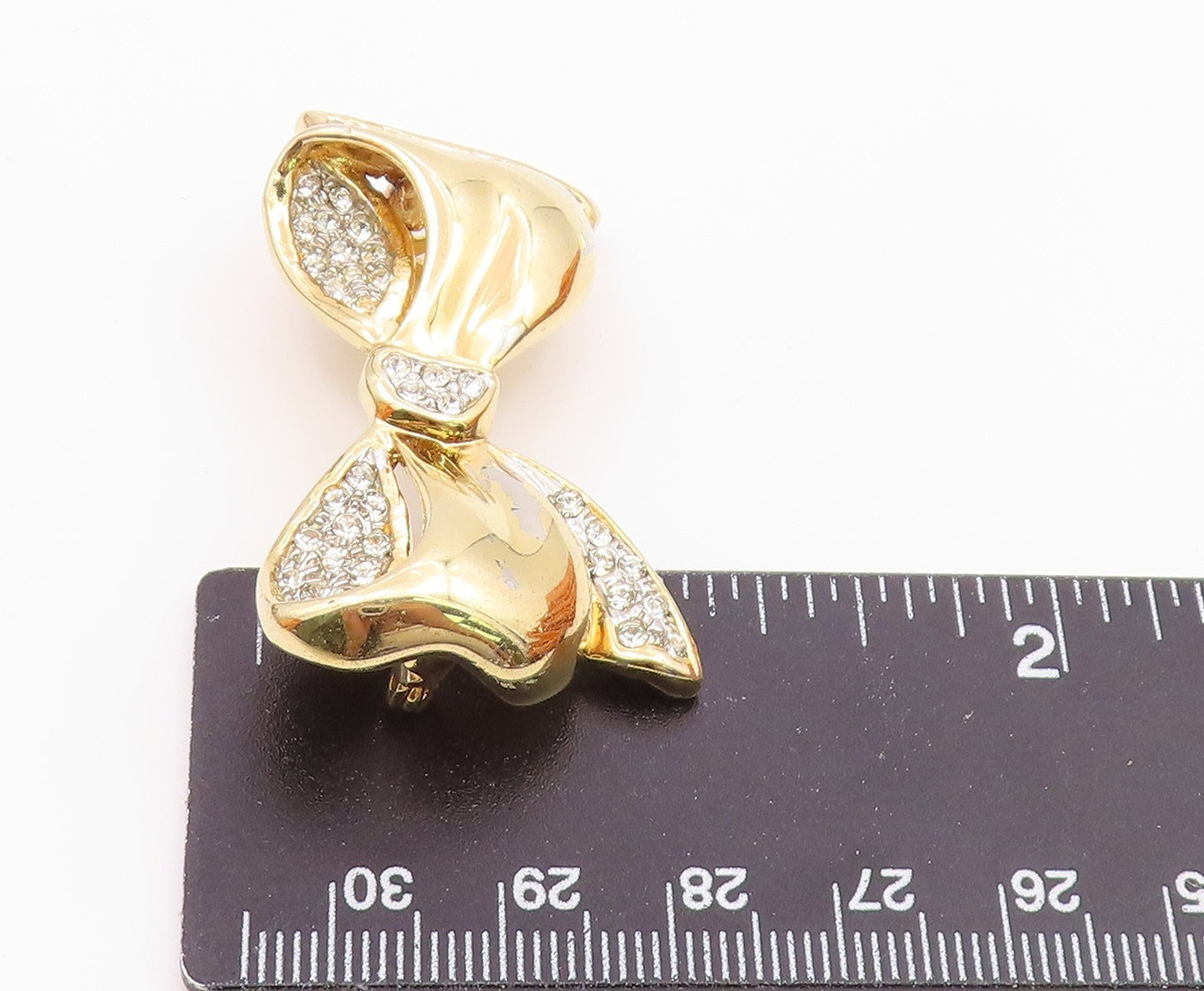 LE MONDE DES BIJOUX 925 Silver  Vintage Cubic Zirconia Bow Brooch Pin  BP8638