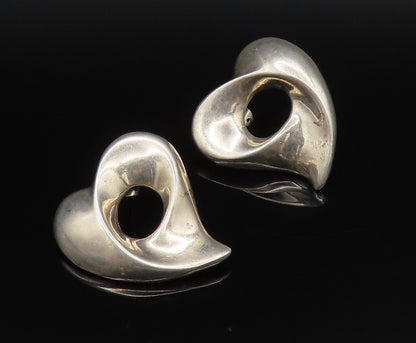 925 Sterling Silver  Vintage Open Hole Floating Love Heart Earrings  EG12164