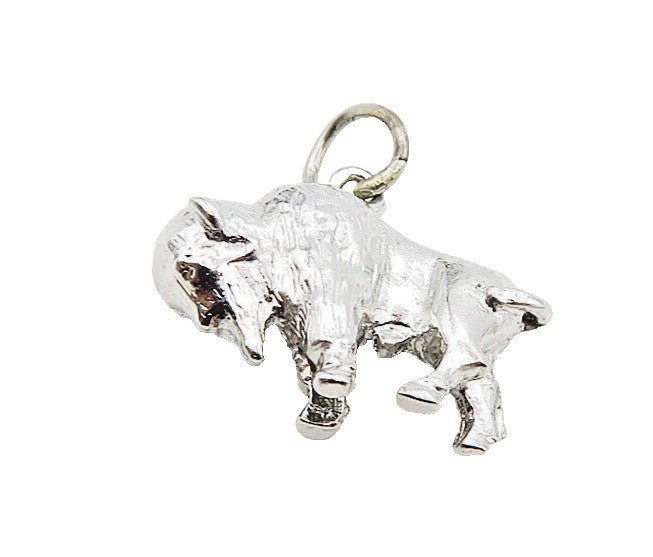 925 Sterling Silver  Vintage Petite Shiny Hollow Ox Animal Pendant  PT6910