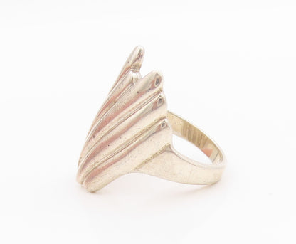 925 Sterling Silver Vintage Ring Designer Grooved Design  Sz 6  RG33153