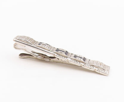 925 Sterling Silver  Vintage Enamel FHH Initials Sparkling Tie Clip  TR2184