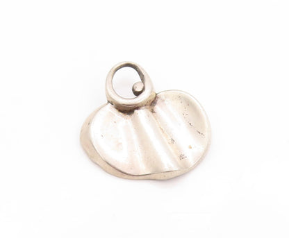 925 Sterling Silver Vintage Pendant Brutalist Wave Carved Oval Design  PT24181