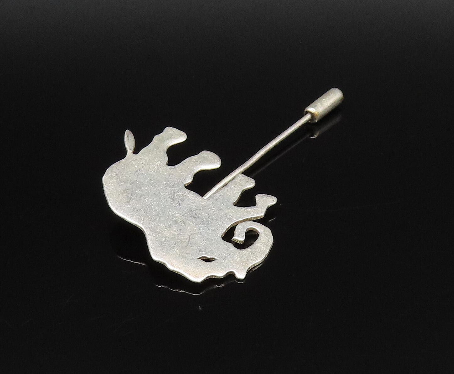 925 Sterling Silver  Vintage Minimalist Elephant Animal Lapel Pin  TR3437