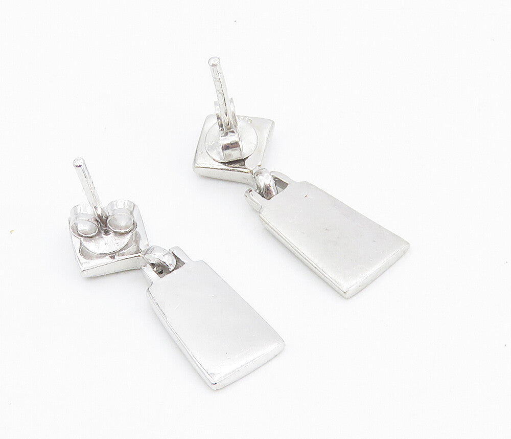 925 Sterling Silver  Petite Inlaid Fire Opal Linked Dangle Earrings  EG3012