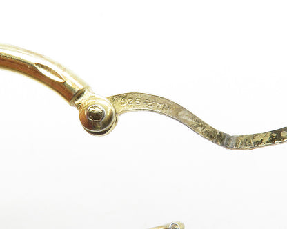 925 Sterling Silver  Shiny Gold Plated Etched Round Hoop Earrings  EG7316