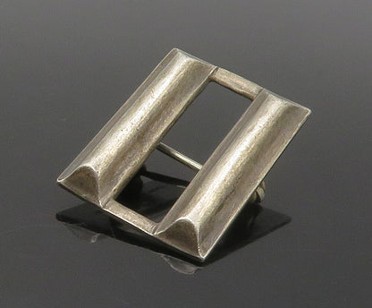 925 Sterling Silver  Vintage Dark Tone Smooth Square Brooch Pin  BP6467