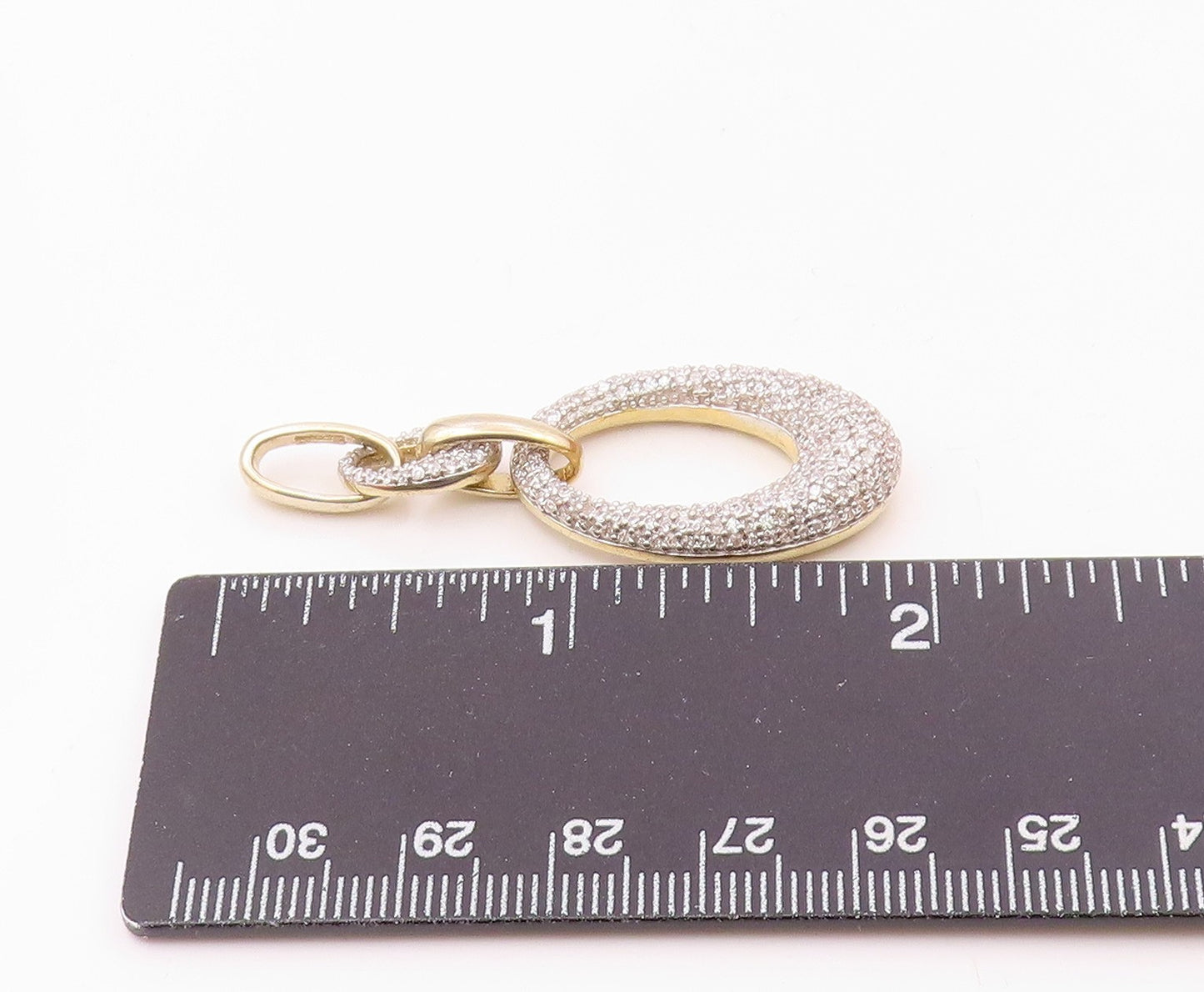 925 Sterling Silver  Vintage Cubic Zirconia Golf Plated Oval Pendant  PT17636