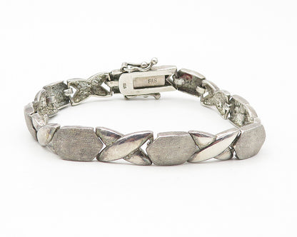 925 Sterling Silver  Vintage Dark Tone XO Hugs & Kisses Chain Bracelet  BT4518