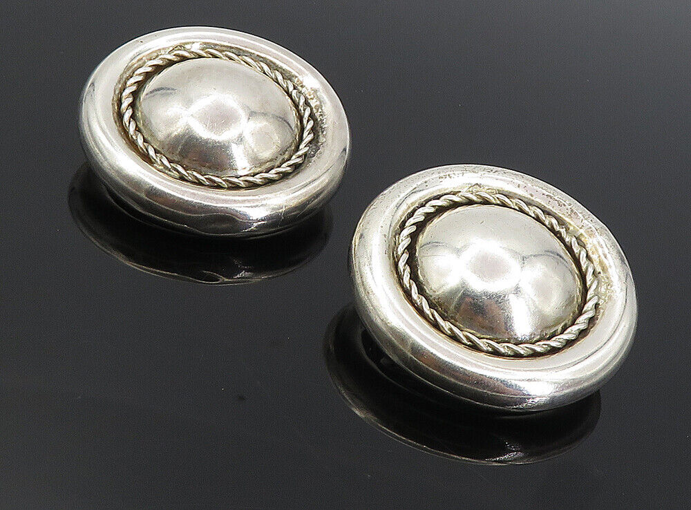 925 Sterling Silver   Vintage Round Twist Non Pierce Drop Earrings  EG4366