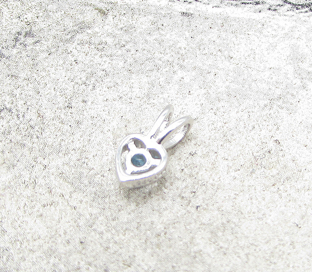 925 Sterling Silver  Blue Topaz Love Heart Slider Pendant  PT1169