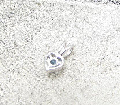 925 Sterling Silver  Blue Topaz Love Heart Slider Pendant  PT1169